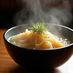 A delicate simmered dish in a lacquer bowl.
